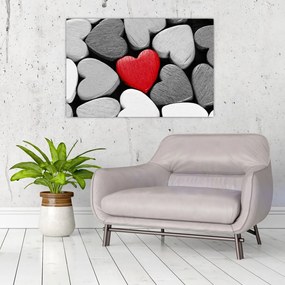 Tablou cu inimioare din lemn (90x60 cm)