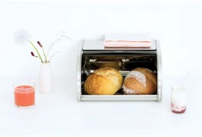 Cutie de paine Brabantia Roll Top 646889, 11 L, 31.6x26.5 cm, Structura speciala, Inox/mat