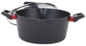 Cratiță Luigi Ferrero Rosso FR-2095 20x9.5cm, 2.2l, Acoperire neaderentă, Capac din sticlă cu gaură pentru abur, Inducție, Negru