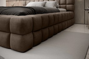 Pat tapitat cu somiera rabatabila si lada depozitare, 180x200 cm, ELTAP, BE-DIZ-MET-20AMO, Dizzle, metal/poliester, bej inchis