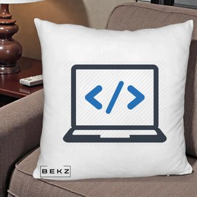 Perna Personalizata Laptop Cod HTML, 40x40 cm, Alb Pufos, Husa Detasabila, Perna Inclusa, BEKZ®
