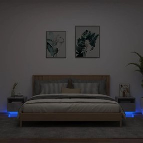 vidaXL Noptiere cu lumini LED, 2 buc., gri beton, 40x39x37 cm