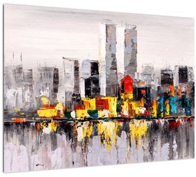 Tablou pe sticlă - Pictura orașului (70x50 cm)