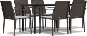 vidaXL Set mobilier de grădină cu perne, 7 piese, poliratan și oțel
