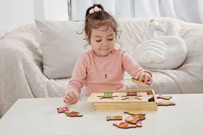 Puzzle din Lemn Teddies - Garderoba pentru fete/baieți
