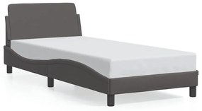 373101 vidaXL Cadru de pat cu tăblie, gri, 90x190 cm, piele ecologică