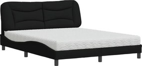 vidaXL Pat cu saltea, Hvar, negru, 160x200 cm, textil