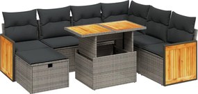 vidaXL Set canapele de grădină cu perne, 8 piese, gri, poliratan