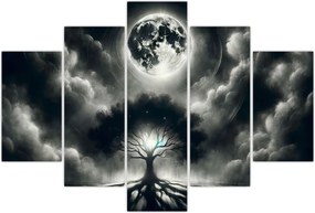 Tablou – Arbore alb-negru în lună plină (150x105 cm)