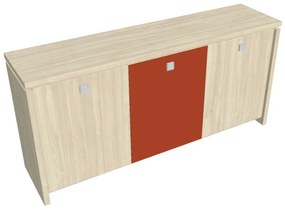 Dulap mic Verno 188 x 46 x 90 cm, uși combinate, salcâm / portocaliu