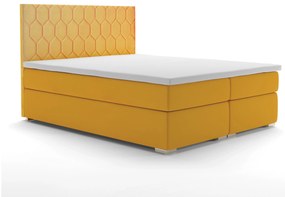 Pat matrimonial Boxspring 160 cm Piranno (galben) (cu sp. depozitare). 1020342
