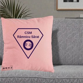 Perna Personalizata CSM Ramnicu Sarat Fotbal, 40x40 cm, Roz, Husa Detasabila, Perna Inclusa, BEKZ®