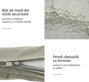 Outsunny Set mobilier de Grădină cu 2 Scaune și Măsuță de Cafea cu Blat din Sticlă, Ø49x47 cm, Maro | Aosom Romania