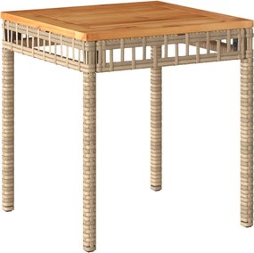 vidaXL Masă de grădină, bej, 38x38x42 cm, poliratan și lemn acacia