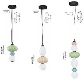 Pendul LED decorativ ceramic Verde, Albastru, Alb, Roz, ONETA