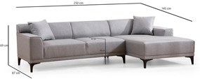 Canapea de colț Petra R Corner - Light Grey