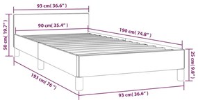 Cadru de pat cu tablie, albastru inchis, 90x190 cm, catifea Albastru, 90 x 190 cm