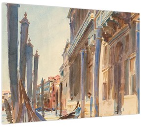 Tablou pe sticlă - John Singer Sargent, Gondola Moorings on the Grand Canal, reproducere (70x50 cm)