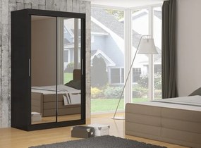 Dulap cu usi glisante si oglinda 180x215 cm, Ettore, ADRK Furniture (Culoare: Ciocolata)