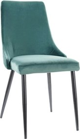 Scaun tapitat PIANO B, verde/negru, stofa catifelata/metal, 47x44x93 c