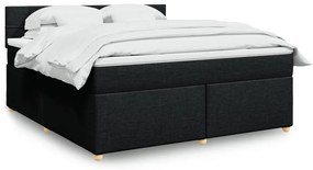 vidaXL Pat box spring cu saltea, negru, 180x200 cm, catifea