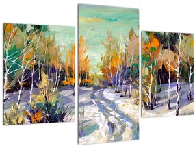 Tablou - Drum înzăpezit prin pădure (90x60 cm)