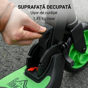 HOMCOM Trotinetă Electrică Pliabilă pentru Copii de 6+ Ani cu Înălțime Reglabilă, 71x36.5x75-80 cm, Verde | Aosom Romania