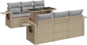 vidaXL Set canapele de grădină, 7 piese, cu perne, bej, poliratan