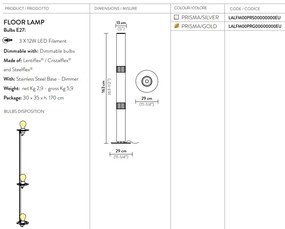 Lampadar modern design Art Deco realizata manual LA LOLLO gold