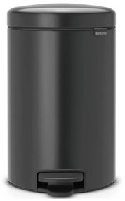 Cos de gunoi cu pedala Brabantia NewIcon 1008842, 12 L, Inchidere lina, Baza antiderapanta, Gri inchis