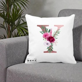 Cadou Personalizat - Perna Personalizata Monograma Rose Gold Litera Y, 40x40 cm, Alba Mata, Husa Detasabila, Perna Inclusa, BEKZ®