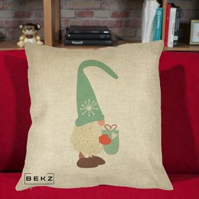 Perna Decorativa Gnom Nordic cu Cana Calda Menta, 40x40 cm, Crem, Husa Detasabila, Perna Inclusa, BEKZ®