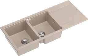 Chiuveta compozit incastrata Quadron Unique Evan 121 bej - inox 116x50 cm