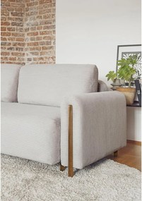 Canapea gri deschis extensibilă/cu spațiu de depozitare cu tapițerie din catifea reiată 244 cm Arcadova – ELTAP