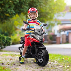AIYAPLAY Motocicletă Electrică pentru Copii 3-6 ani, Motocilcetă cu Faruri, Muzică și Roți, Motocicletă de Jucărie din PP și Metal, 107x46x75 cm, Roșu