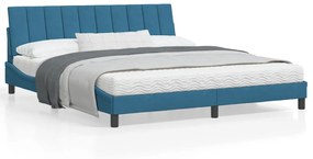 3213797 vidaXL Cadru de pat cu lumini LED, albastru, 180x200 cm, catifea