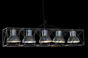 Lustră suspendată din metal, gri și negru, cu 5 brațe, 24 x 115 x 24 cm, „Charroux”