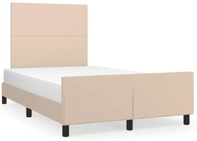 3125444 vidaXL Cadru de pat cu tăblie, cappuccino, 120x200 cm, piele ecologică