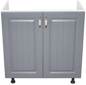 Masca pentru chiuveta cu 2 usi 80 cm Zebra, Alb/MDF Gri, fara blat, 80 x 82 x 50 cm