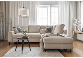 Colțar bej extensibil cu tapițerie din catifea reiată (cu colț pe partea dreaptă) Lofty Lilly – Miuform