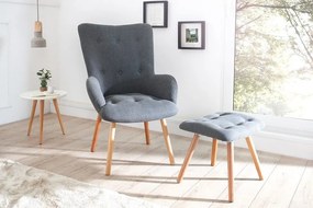 Fotoliu cu taburet design nordic Scandinavia gri