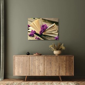Tablou pe sticlă cu cartea și lavanda (70x50 cm)