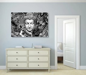 Tablou Budha pe un fundal exotic în design alb-negru