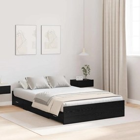 vidaXL Cadru de pat cu depozitare Stejar negru 120 x 190 cm Melamină