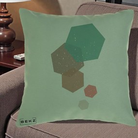 Perna Decorativa Geometric Hexagoane Pastel, 40x40 cm, Verde, Husa Detasabila, Perna Inclusa, BEKZ®