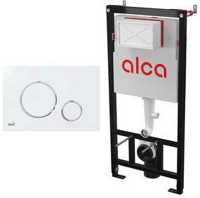 Set rezervor WC cu cadru incastrat Alca AM101/1120 si clapeta de actionare Thin M770 alb - crom lucios