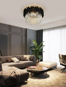 Candelabru modern cu cristale – 80 cm, culoare negru, patrat