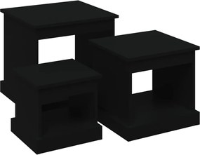 vidaXL Măsuțe de cafea, 3 buc., negru, lemn prelucrat
