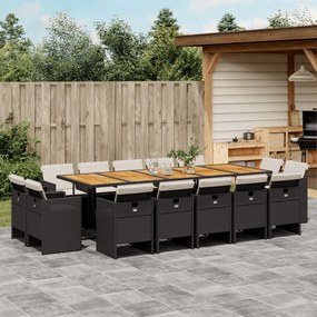 vidaXL Set mobilier de grădină cu perne, 15 piese, negru, poliratan