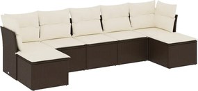 vidaXL Set canapele de grădină cu perne, 7 piese, maro, poliratan